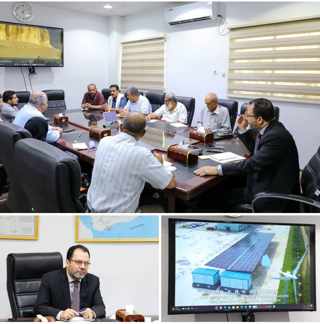 وزير الكهرباء يبحث مع شركة صينية إنشاء محطة طاقة شمسية بقدرة 50 ميجاوات في حضرموت